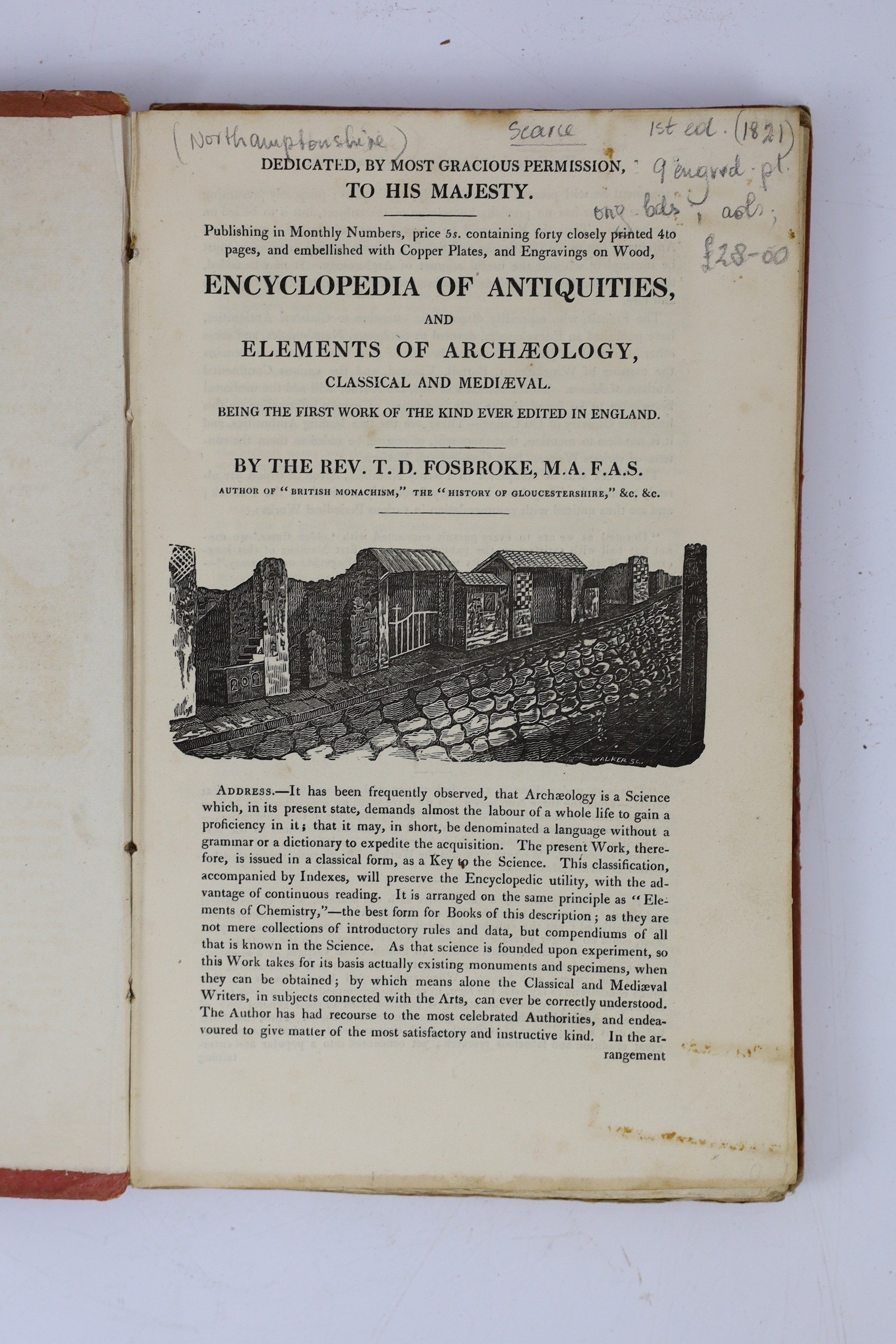 NORTHANTS: Hartshorne, Rev. Charles Henry - An Endeavour to Classify the Sepulchral Remains in Northamptonshire, or, a Discourse on Funeral Monuments....frontis. and 7 other plates, text engravings; original blind decora